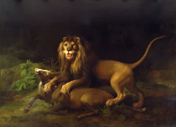 Ein Löwe greift einen Hirsch an, um 1765